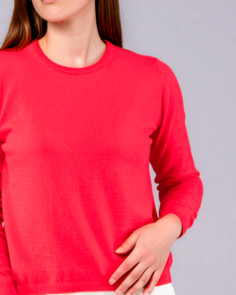 Merino wool and organic cotton long-sleeved sweater